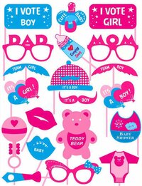Multi / Assorted Baby Shower Props For Photoshoot Photo Booth Decorations 20 Pcs Sticks Attached For Mom To Be Shoot Maternity Shoot Photography (3426)