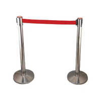 Stainless Steel Queue Manager - 3-4 Ft Height, Silver-red Color | High Quality, Durable Manual Queue Management System