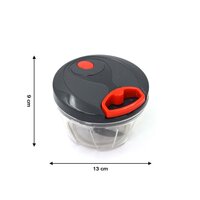 3 BLADE MANUAL GREY FOOD CHOPPER COMPACT and POWERFUL HAND HELD VEGETABLE CHOPPER (2053)