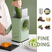 Vegetable Shredder - Stainless Steel, 16x13x31 Cm, Light Green | Large Feed Port, Suction Base, Multi-functional Cutter For Fruits And Vegetables