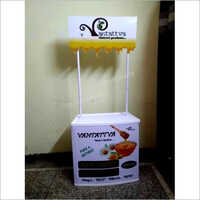 Pvc Promotional Table - Abs Plastic, 5 Feet Size , Multi-color Printed Pattern, White Frame, Lightweight And Easy To Assemble
