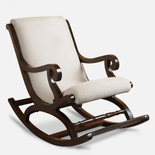 Brown Wooden Rocking Chair With Cushion