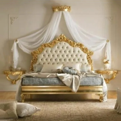 Durable Wooden Carved Crown Bed