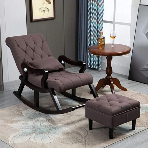 Wooden Rocking Chair With Stool
