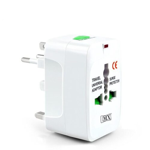 Travel Adaptor Use with Class Electronic Device Compatible in Over 150 Countries MX 2731 - Input 100-240V AC, Dimensions 3.9x5x7.3 cm, White, 100g Weight | Universal Socket for Global Compatibility