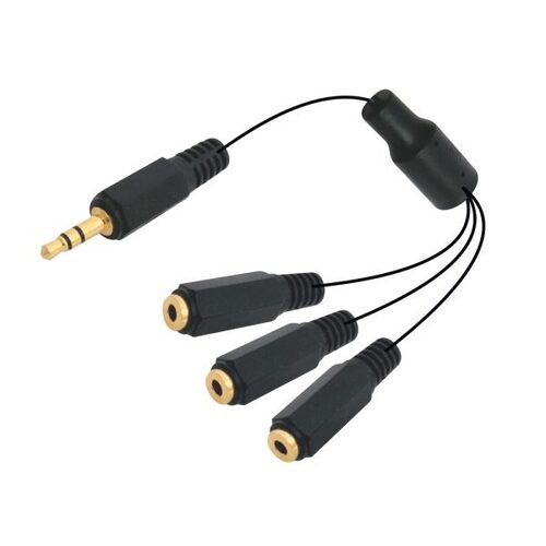 HEADPHONE SPLITTER - EP STEREO 3.5mm TO 3 X EP STEREO SOCKET CORD - PIN GOLD PLATED - LENGTH 0.2 MTR.