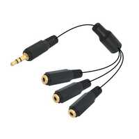Headphone Splitter - Ep Stereo 3.5mm To 3 X Ep Stereo Socket Cord - Pin Gold Plated - Length 0.2 Mtr.