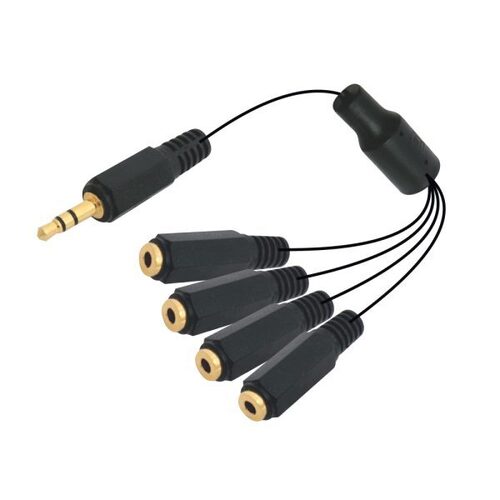 HEADPHONE SPLITTER - EP STEREO 3.5mm TO 4 EP STEREO SOCKET CORD - PIN GOLD PLATED - LENGTH 0.2 MTR