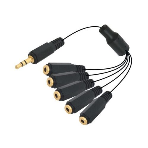 HEADPHONE SPLITTER - EP STEREO 3.5mm TO 5 EP STEREO SOCKET CORD - PIN GOLD PLATED - LENGTH 0.2 MTR