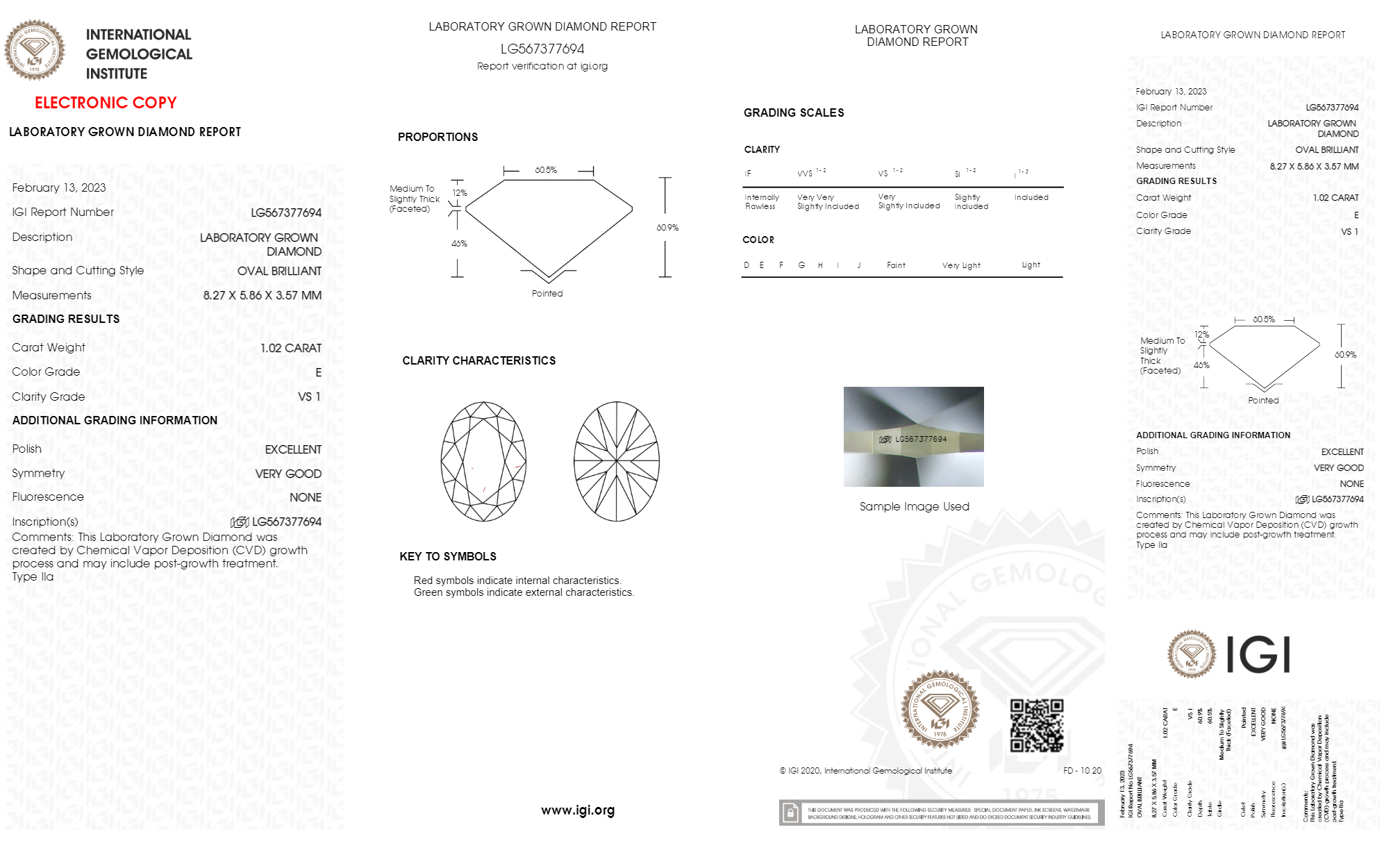 Oval 1.02ct E VS1 GIA Certified CVD Lab Grown Diamond 567377694