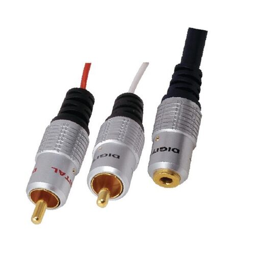 MX 2 RCA PLUG TO MX EP STEREO SOCKET 3.5 mm CORD (GOLD PLATED)