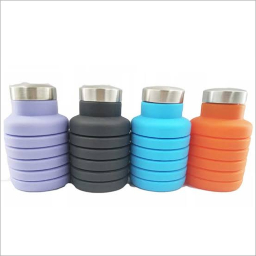 Round Portable Silicone Water Bottle