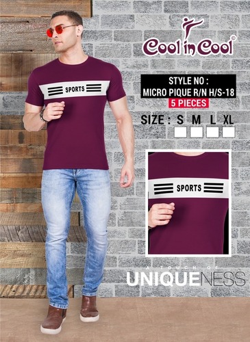 Mens Half Sleeves Comfy T-Shirt - Cotton Blend, Size: S, M, L, XL | O-Neck Collar, Short Sleeves, Printed Pattern for Dailywear
