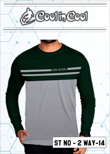 Mens Pure Polyester Knitted T-Shirt - Regular Length, Round Neck, Half Sleeve | O-Neck Collar, Available in Medium, Large, Small, XL Sizes