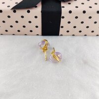 Amethyst Gemstone Tumble Smooth Sterling Silver Gold Vermeil Stud Earrings