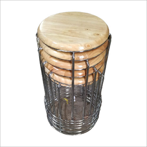 Wooden And Steel Restaurant Stool