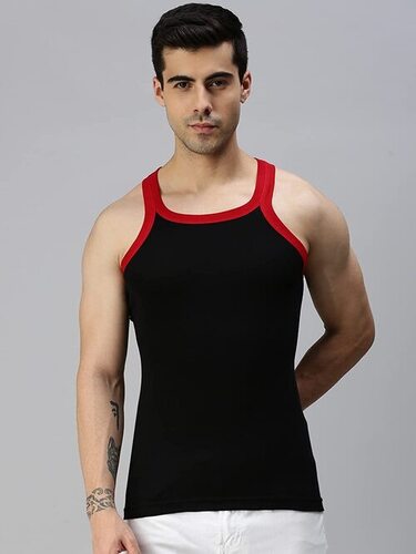 Gym Vest - Knitted Pure Polyester, Regular Length, Sleeveless, Black | Breathable, Quick Dry, Washable, Modern Style, Available in S-XXL