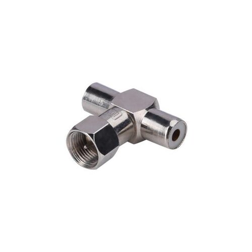 T CONNECTOR FOR 2 RCA FEMALE SOCKET TO 1 F MALE SOCKET