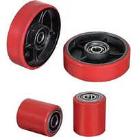 PU Coated Wheels - Zinc Plated Finish | Red Color for Industrial Usage