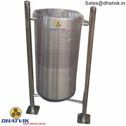 Stainless Steel Single Pole Double Dustbin