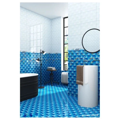 Blue Fish Printed Ceramic Wall Tile