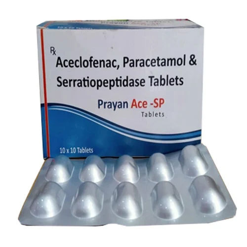 100Mg Aceclofenac Paracetamol Seratiopeptadise Tablets General Medicines