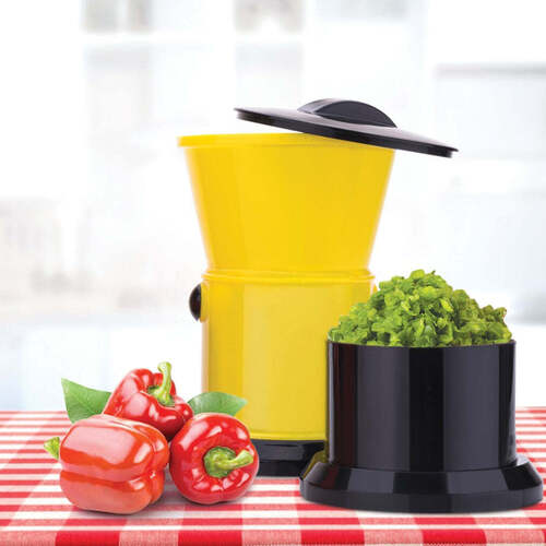 Round Chilly Cutter and Grinder Tool with Effective Sharp Chopping and Cutting Blade System (2674) - Stainless Steel 13x13x15 cm Multi-Color | Efficient Chopping Sharp Blade System
