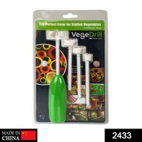 Veg Drill Vegetable Spiralizer Digging For Stuffed Vegetables (2433) - Plastic, 23x15x5 Cm, Green & White | Vegetable Drill Cutter For Easy Stuffing