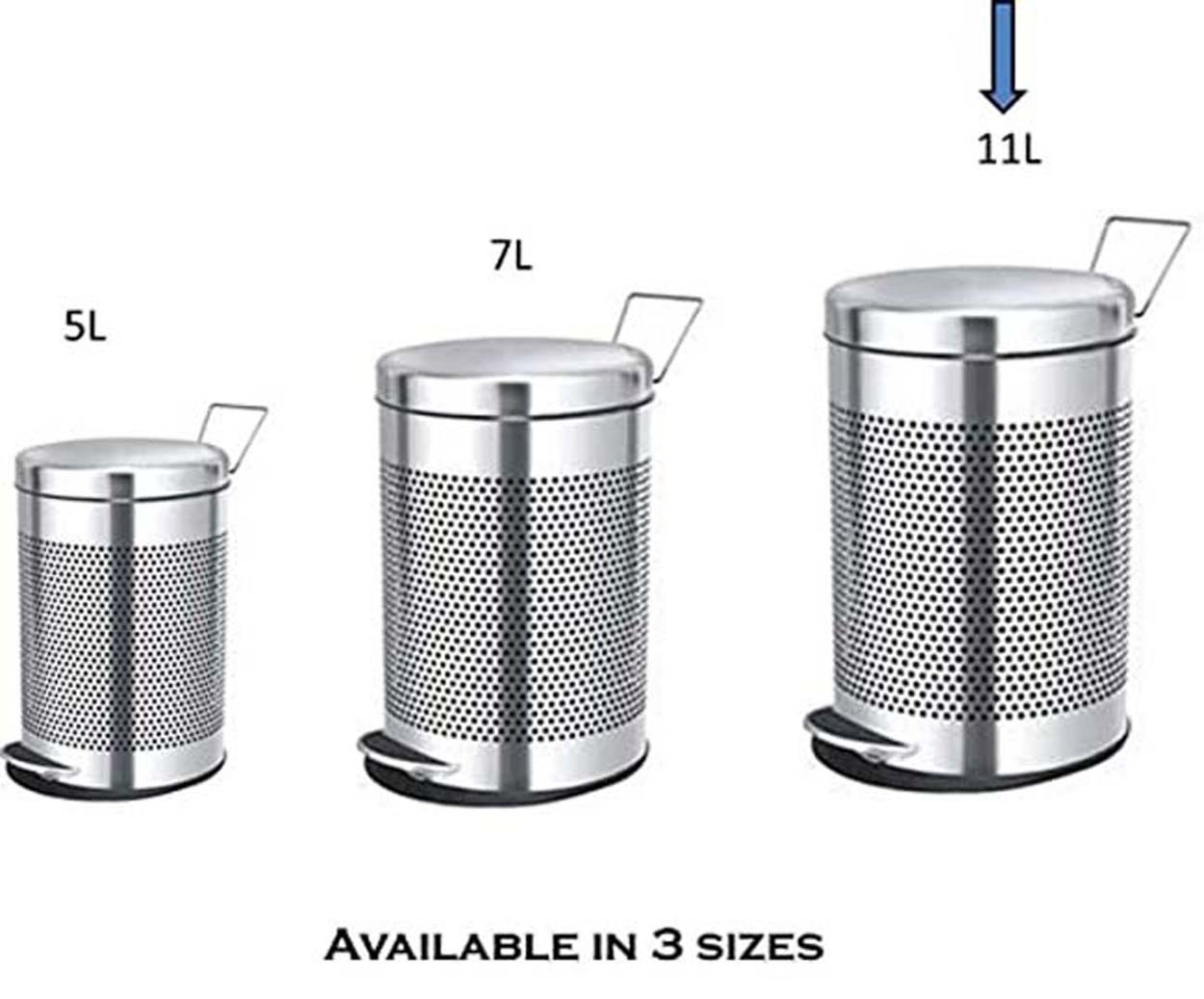 Sintage Stainless Steel  Perforated Pedal Bin With Lid and Bucket 10x14 -11L