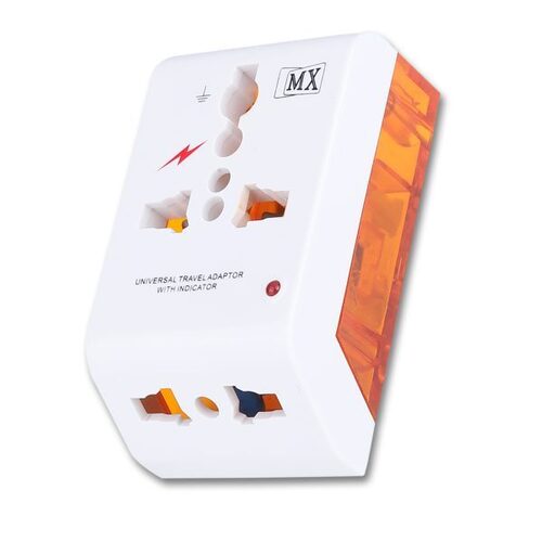 MX MULTIPLUG 3 PIN UNIVERSAL SOCKET CONNECTOR 5 AMP. POLYCARBONATE MOULDING WITH LED INDICATOR AND SURGE PROTECTOR
