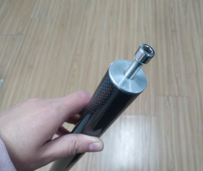 3K plain high glossy Carbon fiber tube composite CNC metal thread inside