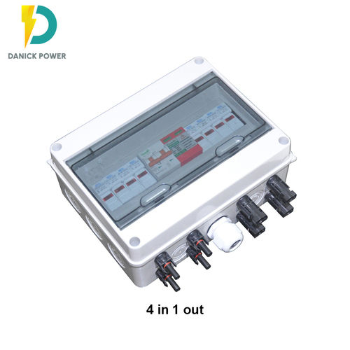 4 in 1 out pv combiner box with SPD and 1000V breaker for solar system