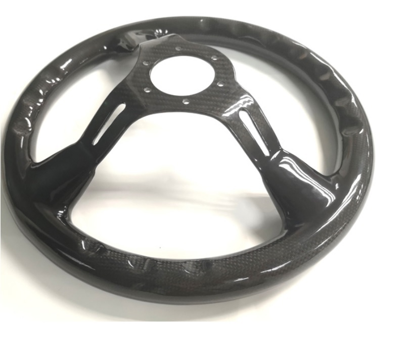 Good looking 3K Plain high glossy carbon fiber  car vehicle Steering Wheel with  round shape can be customized