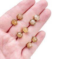 Sunstone Gemstone Hexagon Sterling Silver Gold Vermeil Collet Set Stud