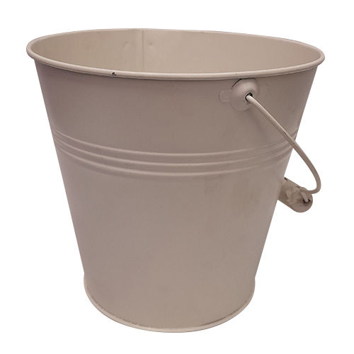 Off White Plain Galvanised Iron Flower Bucket