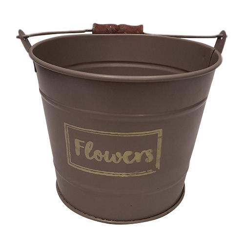 Brown Galvanised Iron Flower Plant Bucket