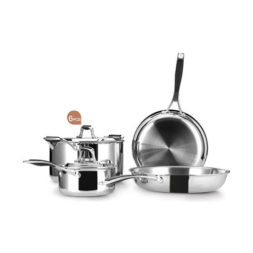 Stainless Steel Tri-Ply Cookware 6 Pcs Set