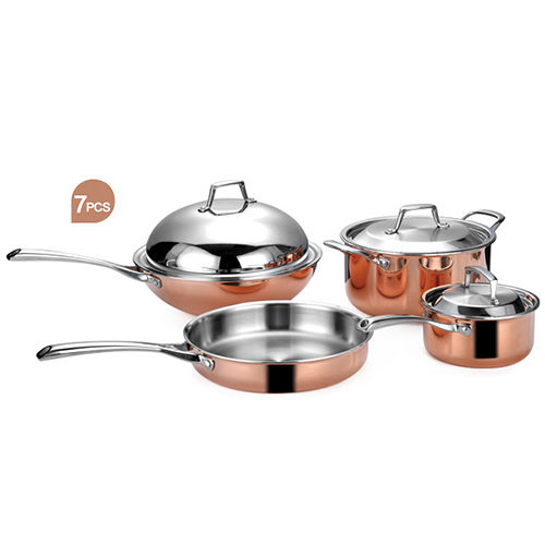 Steel Copper Tri-Ply Cookware 7 Pcs Set