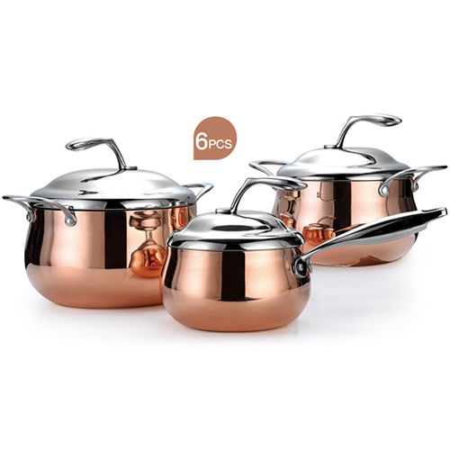 Pure Copper Tri-Ply Cookware 6 Pcs Set