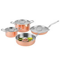Copper Tri-ply Cookware Set - 4 Pieces | Superior Copper And Stainless Steel, Even Heat Distribution, Ideal For All Stovetops