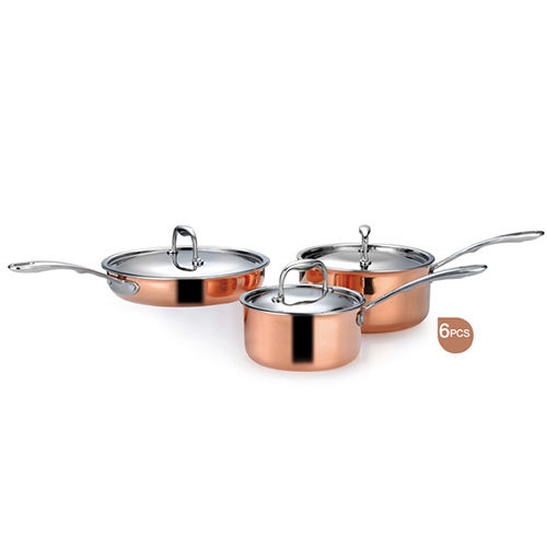 Copper Tri-Ply Cookware 6 Pcs Set