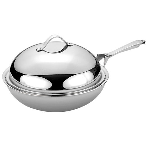 Silver Stainless Steel Wok With Ss Lid