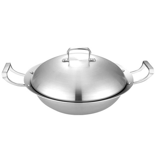 36 x 11.8 cm Stainless Steel Tri Ply Wok With SS Lid