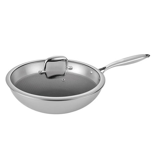 Etching Non Stick Tri Ply Stainless Steel Wok