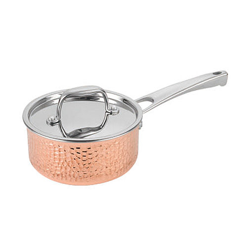 Copper Tri Ply Hanmmered Saucepan With SS Lid