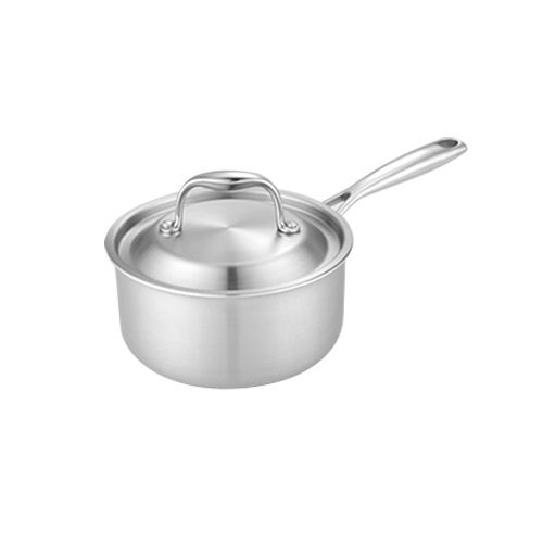 Silver Stainless Steel Tri Ply Saucepan With Ss Lid