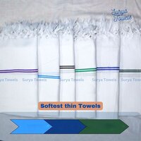 Soft Baby Towels 35x70 - Cotton, 35x70 Inches, White With Colored Borders | Ultra Soft, Quick Dry, Highly Absorbent, Customizable Size & Color