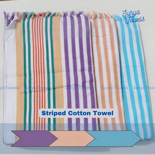 Striped Cotton Towels 30 x 60 - Multicolor, Customizable Size & Design | Soft, Quick Dry, High Absorbency, Ideal for Home & Beach Use