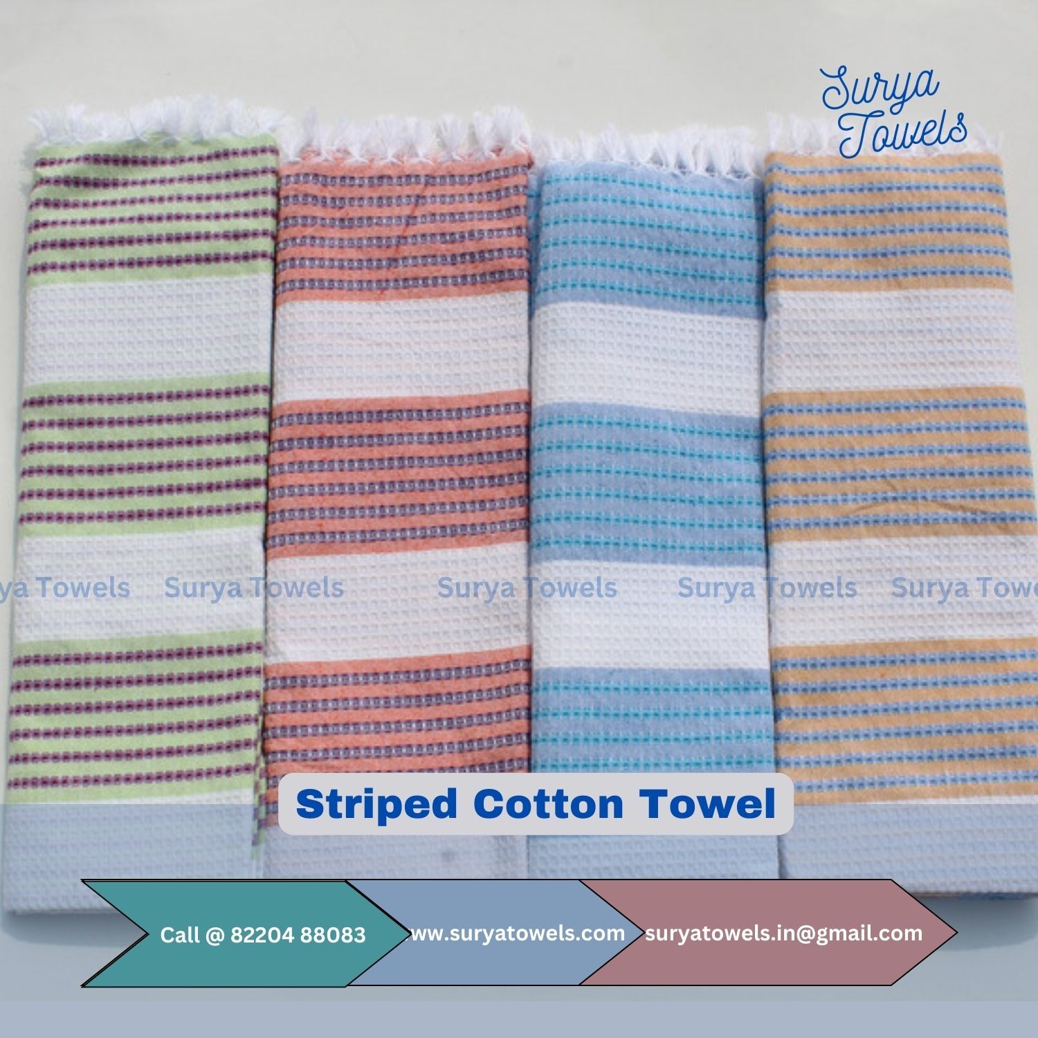 Striped Cotton Towels 30 x 60 180 g