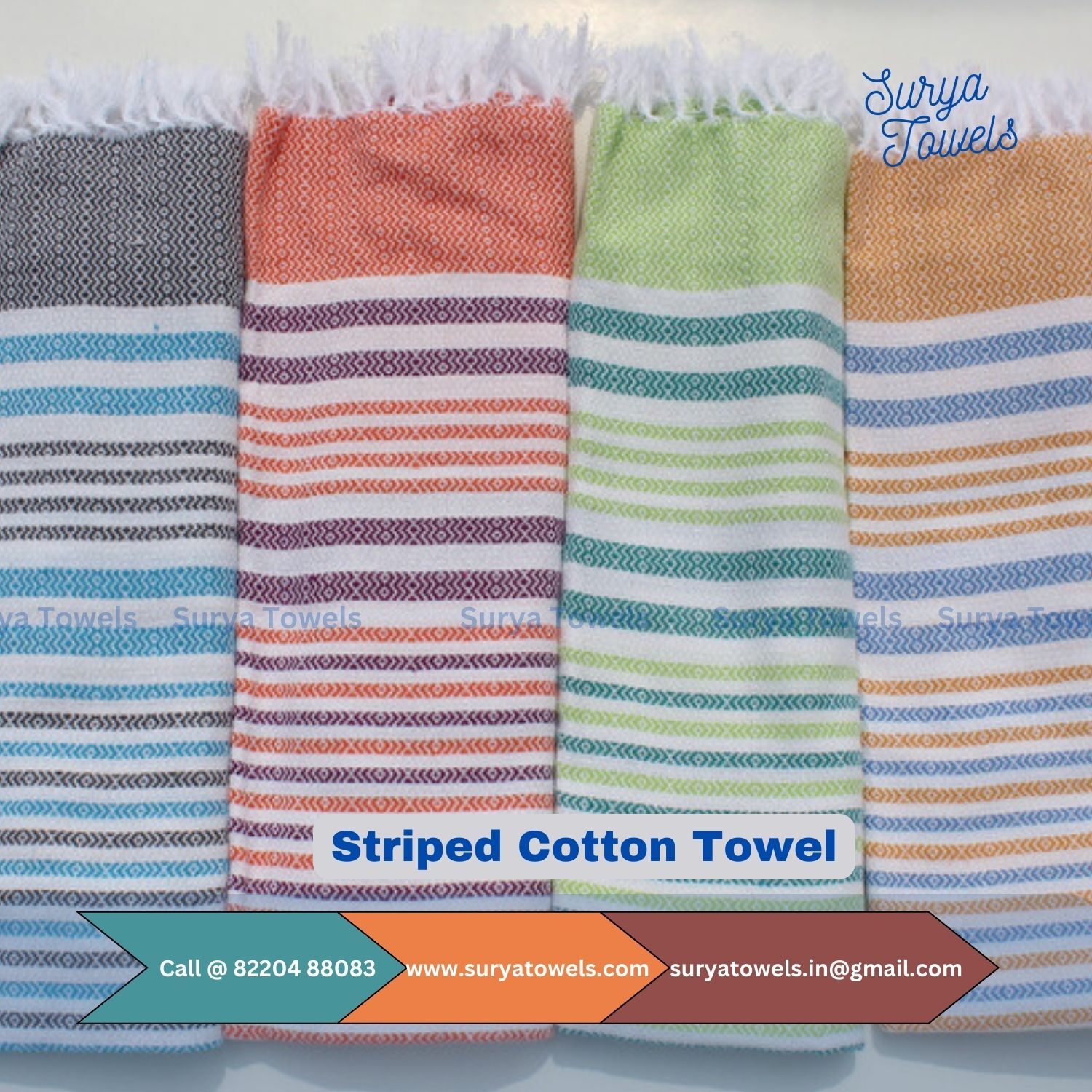 Striped Cotton Towels 30 x 60 180 g